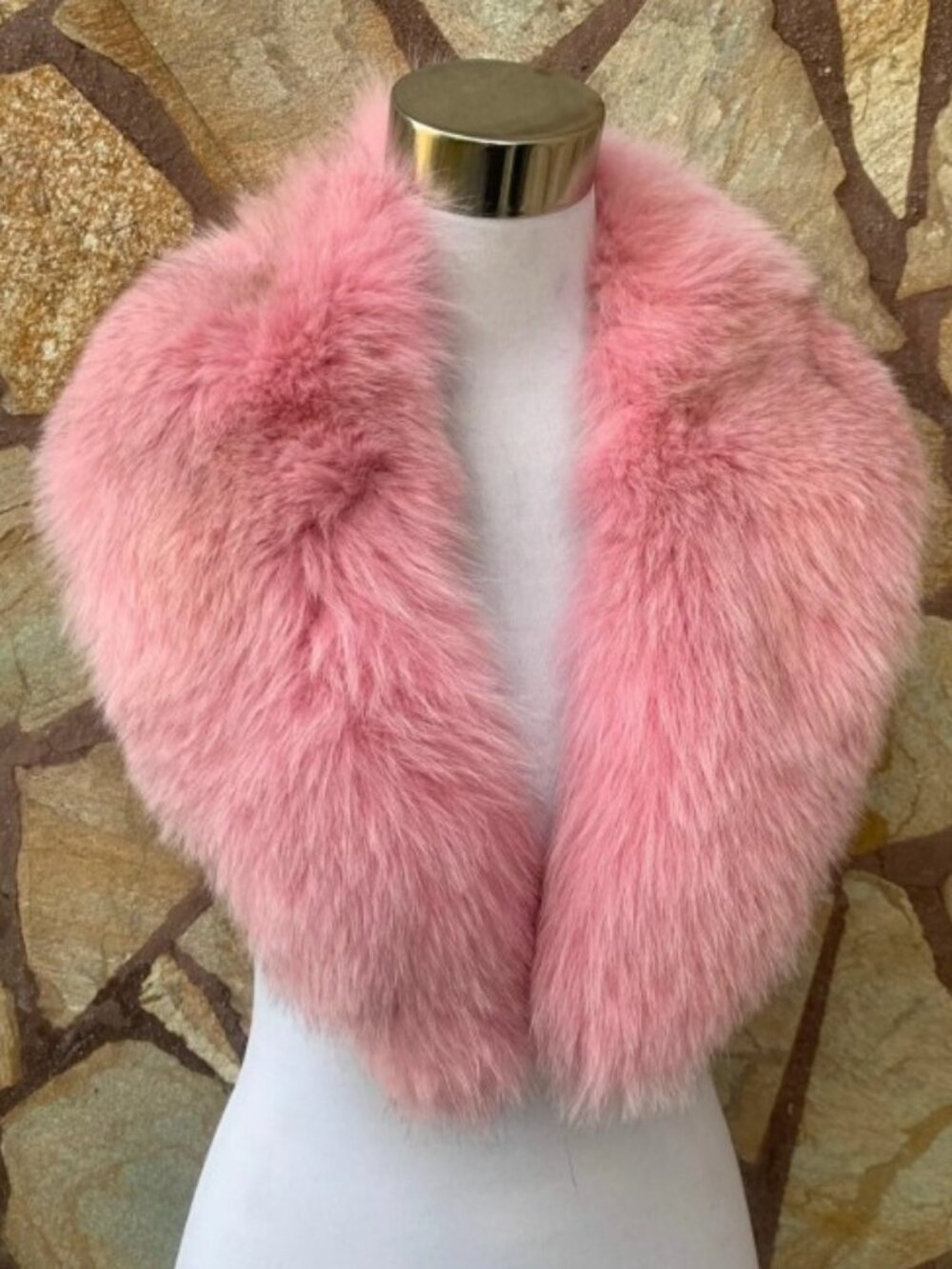 Pink Fur Collar • Real Fox Fur Collar • Real Fur Scarf • Fur Wrap • Fur Shawl
